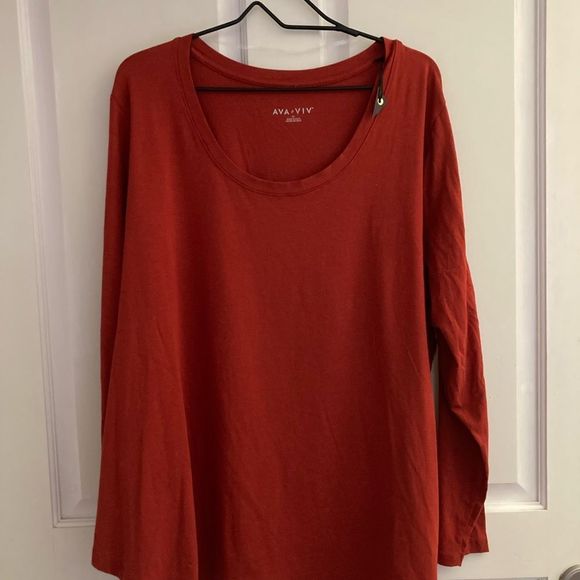 Ava & Viv Long Sleeve Scoop Neck Relaxed Fit Pullover Top Size 2X New With Tags - Picture 6 of 10